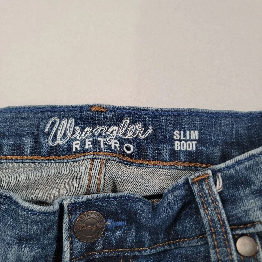 Wrangler Boys Slim Boot Jeans Size 16 Regular Blue Denim Stretch‎